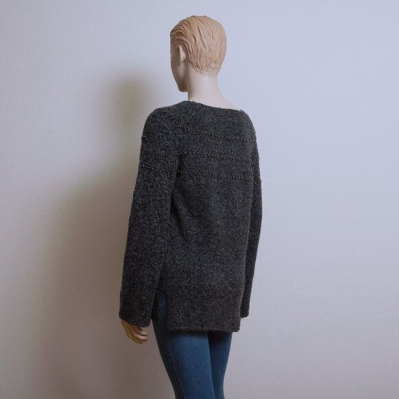 Anthropologie Three Dots Crew Neck Embellished Sweater Gray Women Size S - Picture 3 of 7